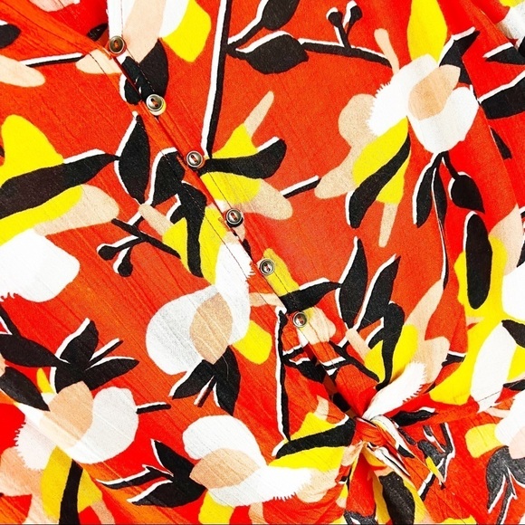 Billabong Clear Days Button Up Orange Tie Front Top - Picture 7 of 7